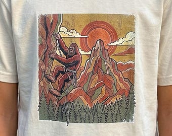 Bigfoot Rock Climbing T-Shirt & Hoodie, Sasquatch Bouldering Graphic Tee, Outdoor Adventure Gift