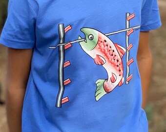 Ninja Warrior Inspired "Salmon Ladder" Youth Kids Unisex Tee Shirt
