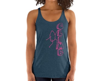 Womens "Rock Climb" in Pink Climbing Racerback Tank