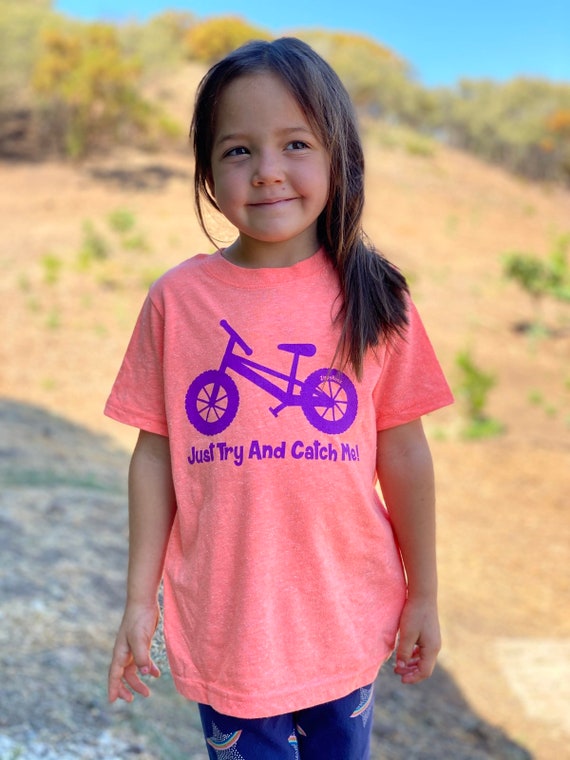 Kids Bike Shirt just Try and Catch Me Cute and Fun Bicycle Tee for