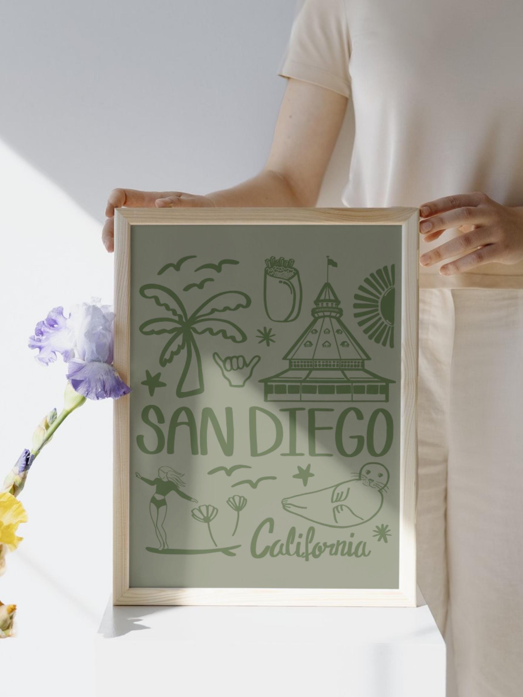 San Diego Wall Art, Digital Art Print, Travel Art Print, San Diego ...