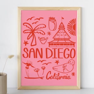 Trendy San Diego Wall Art, Retro California Wall Art, San Diego Wall Art, Digital Print, Travel Art Print, San Diego Vibes, San Diego Poster