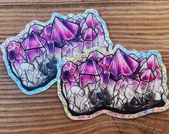 Holographic Glitter Amethyst Crystal Vinyl Sticker