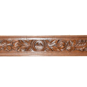 Vintage Hand Carved Wood Scroll Paneling Panel Pediment Leaf