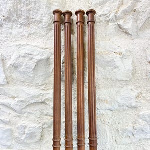 24&quot; Antique Walnut Wood Post Pillars, Architectural Fluted Pilasters Columns, Furniture Salvaged Balusters
