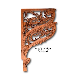2PCS Hand Carved Wood Wall Corbels, Shelf Brackets, France Scrolls Salvaged Wood