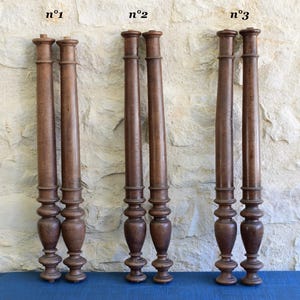 Walnut Wood Post Pillars, Architectural Furniture Pilasters, Antique Salvaged Columns