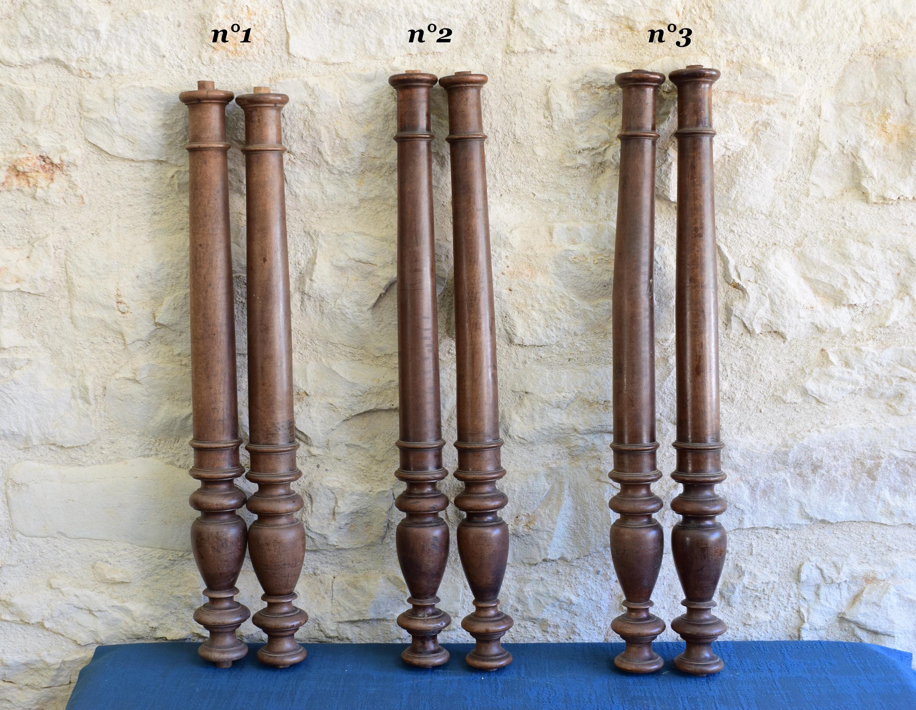 Walnut Wood Post Pillars, Architectural Furniture Pilasters, Antique Salvaged Columns
