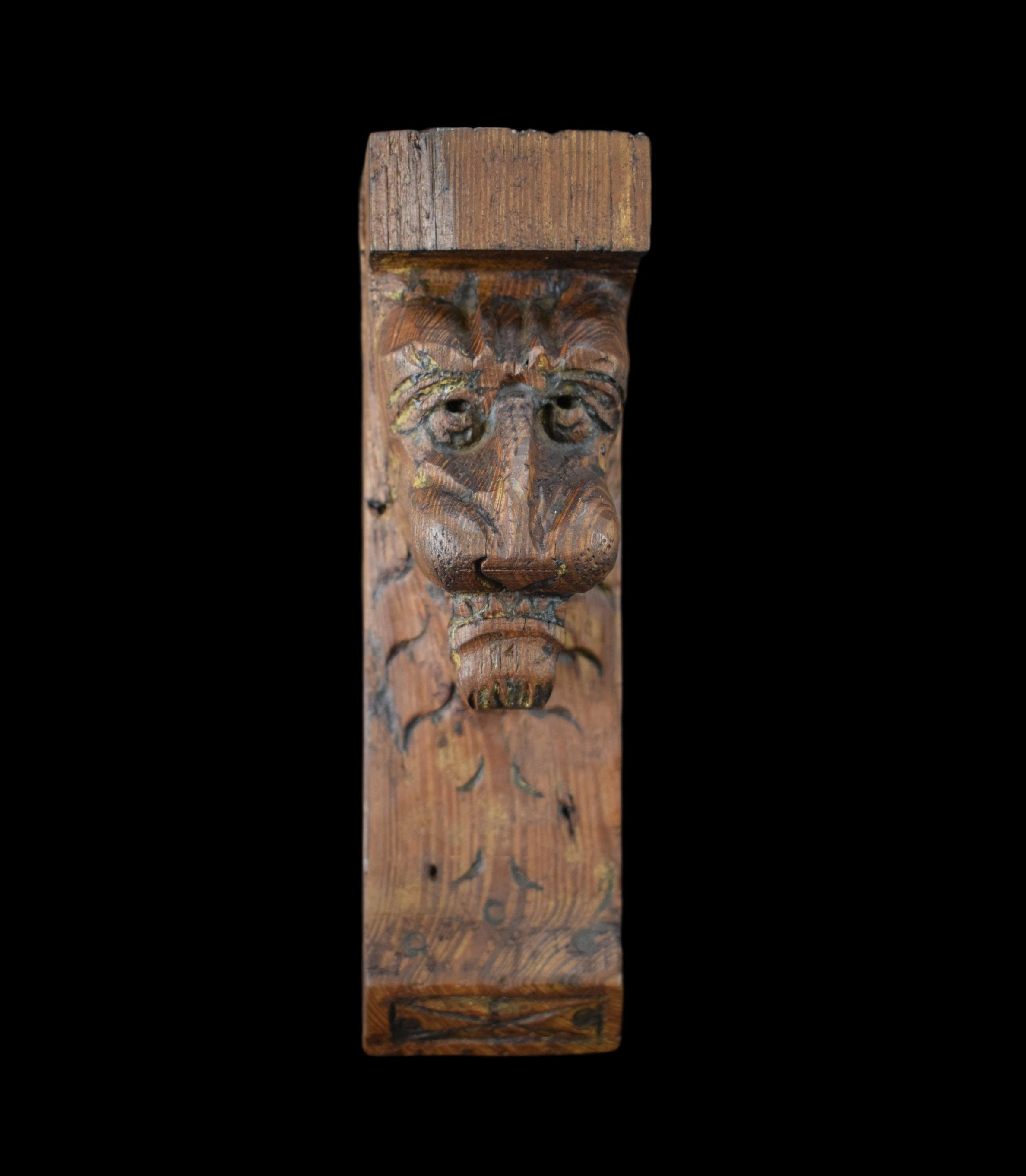 Dédicace Antique de Tête Lion Sculpté Corbel Pediment