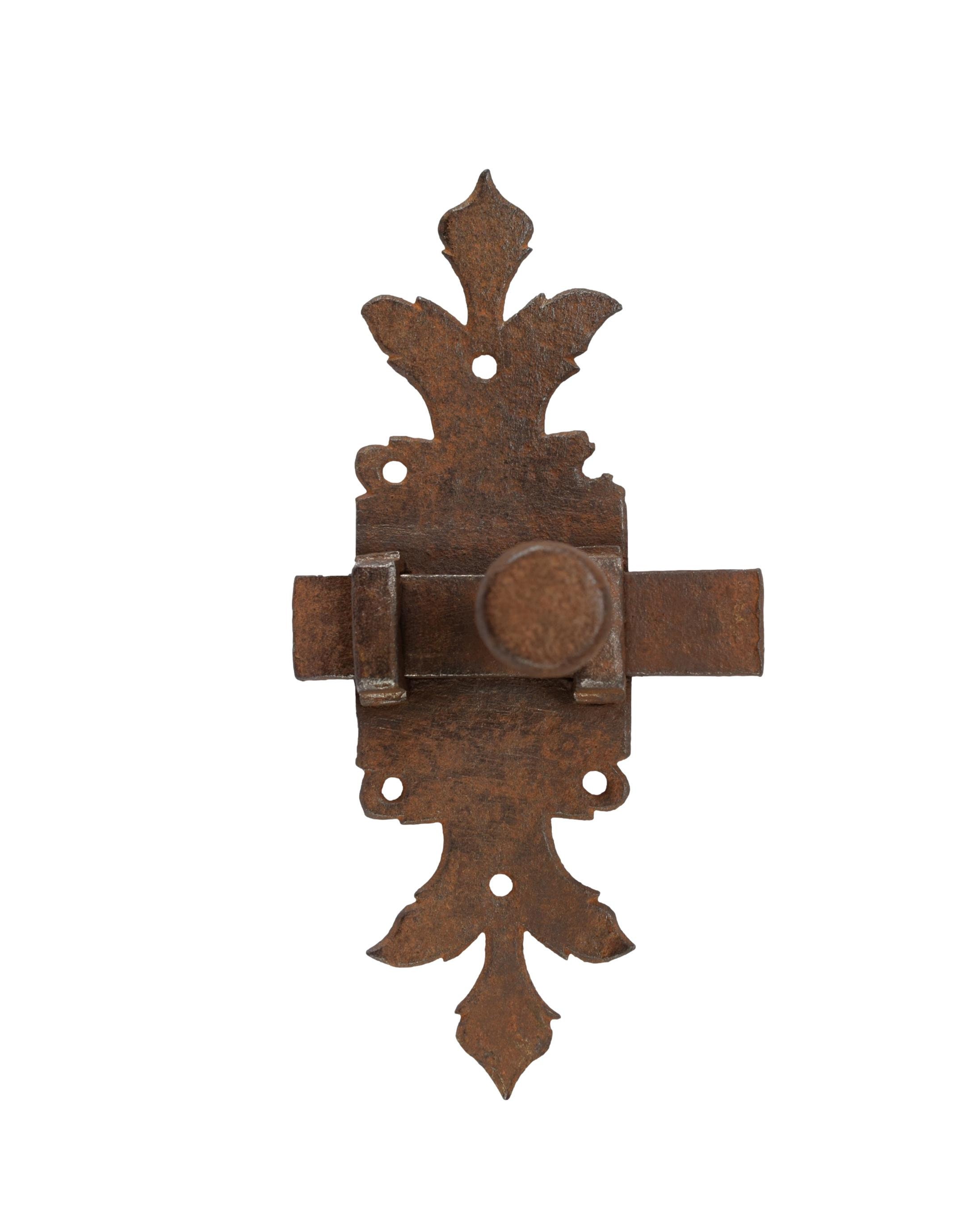 6 5/8 18Ème.c Fer Forgé Coulissant Bras Armoire Porte Serrure