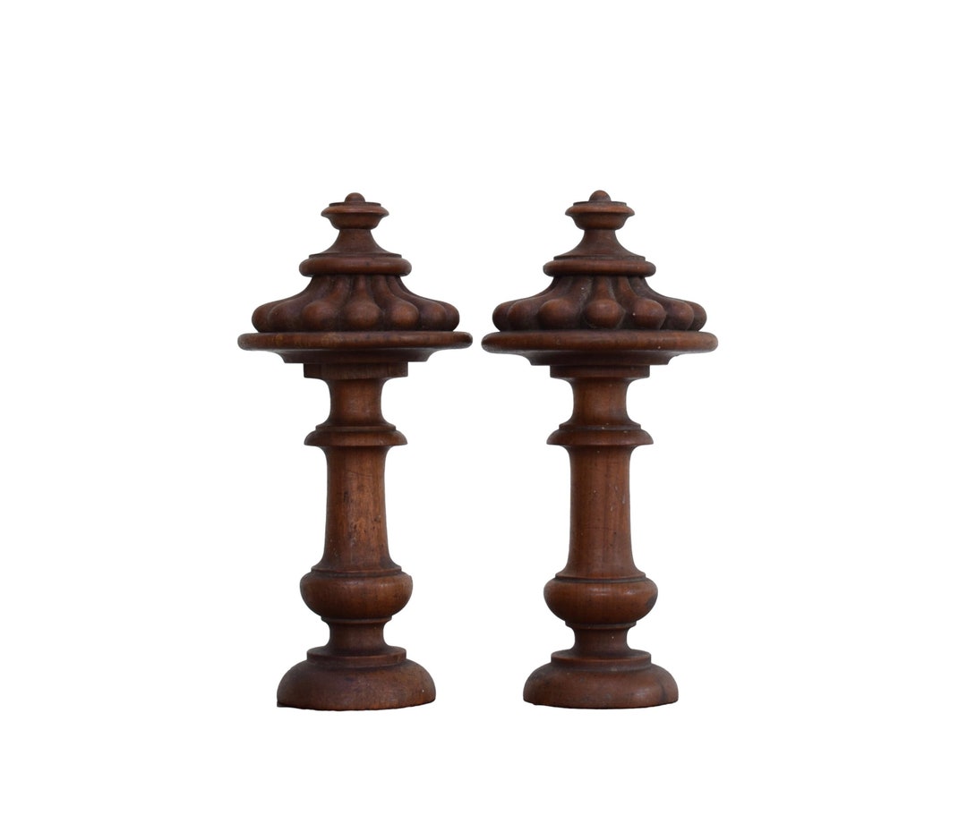 Pair of Wood Curtain Finials Tiebacks Holder Newel Post Finials Etsy
