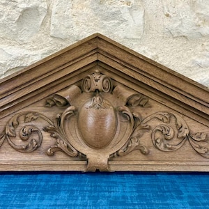 INCREDIBLE Door Pediment, Salvaged Architectural Mount, Header Cornice Wood Trim