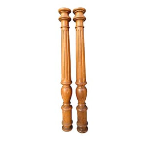 25&quot; Fluted Wood Columns Walnut Salvaged Furniture Parts