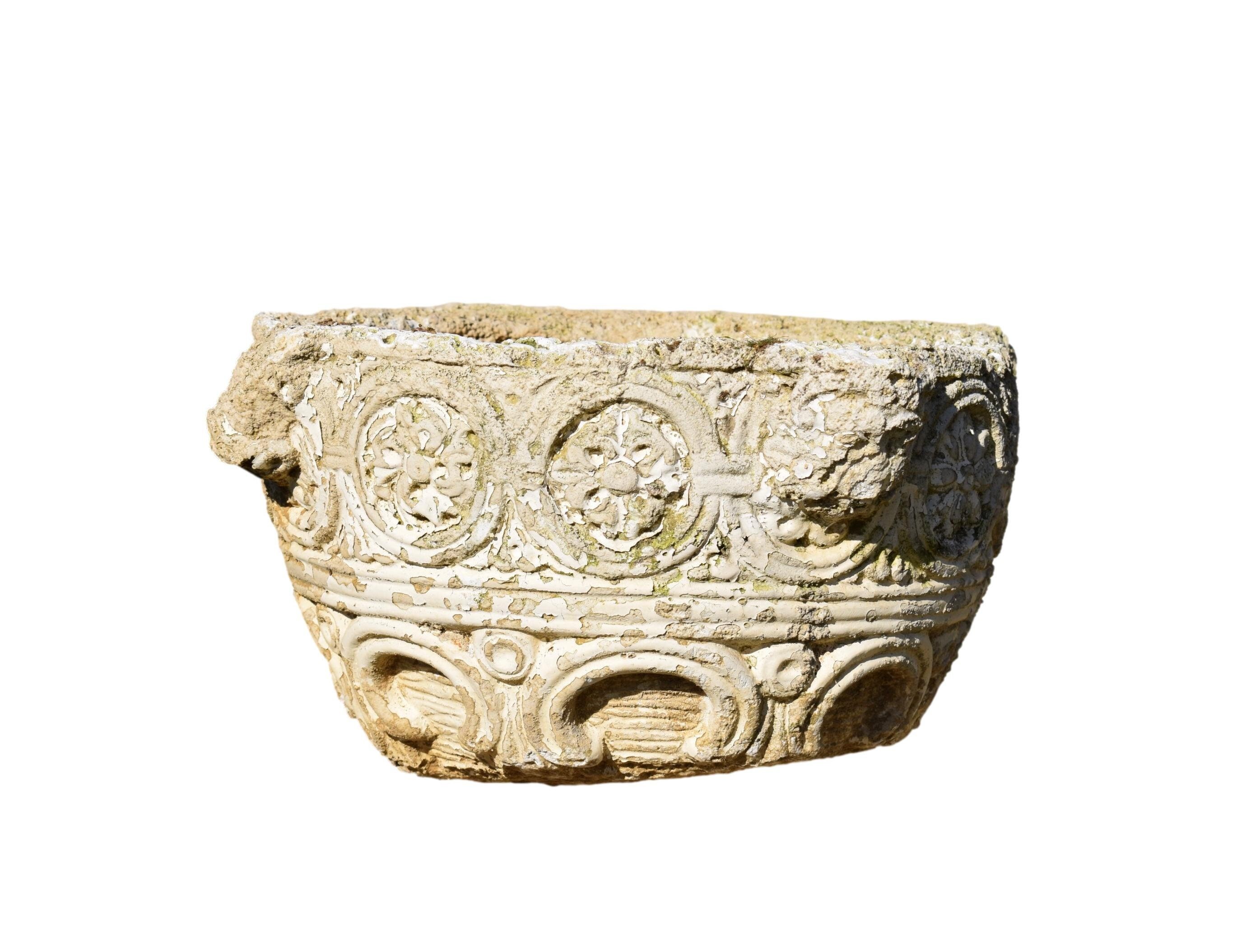 Jardinière Antique Font Caryatid Français Gothic Style Stone