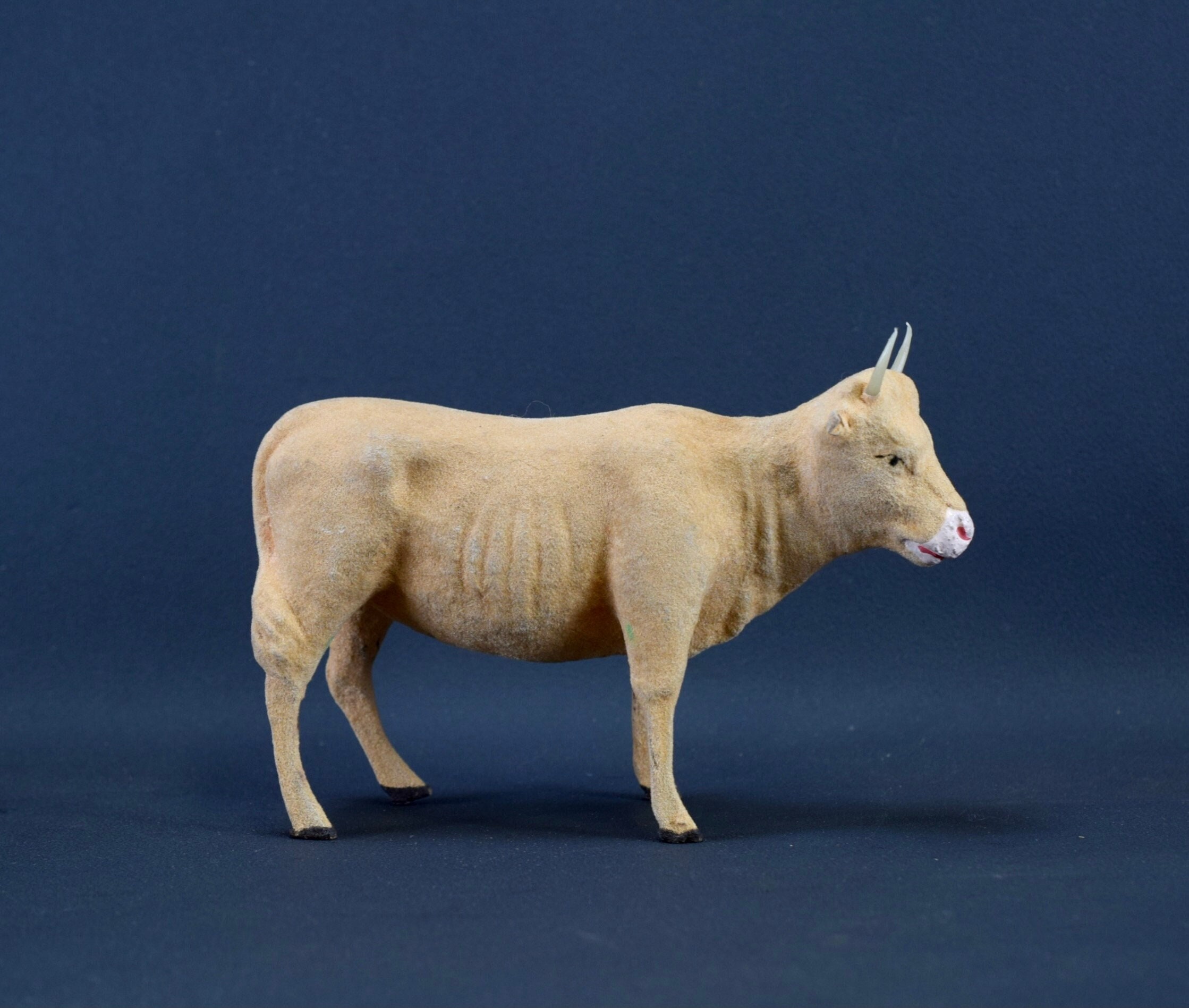 Grande Figurine de Vache Nativité Noël Santons Putz Argile Antique Français Devineau