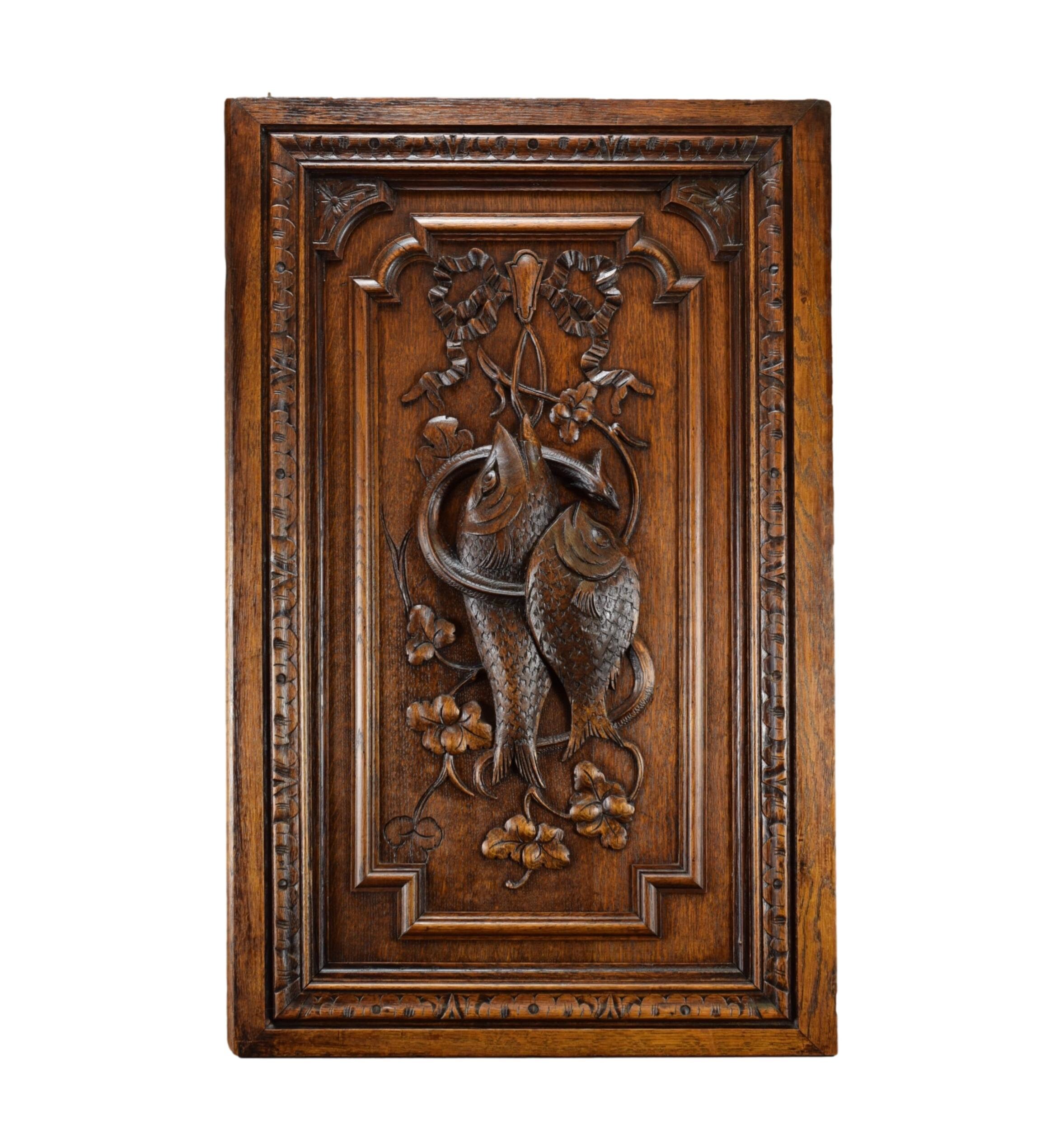 32Antique Black Forest Trophy Fish Wall Panel Door