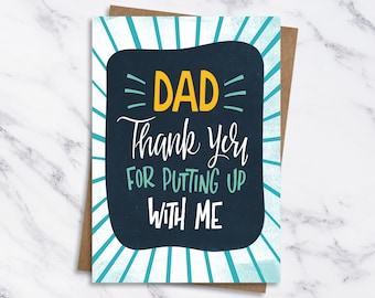 Funny Fathers Day Card, Father's Day Card, Blue Fathers Day Card, Dad Birthday Card, Dad Greetings Card, Thank you Dad Card