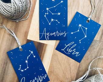 Zodiac Gift Wrap Tags, Horoscope Birthday Swing Tags, Birth Sign Tag, Astrology Gift Tags, Star Sign Gift Wrap