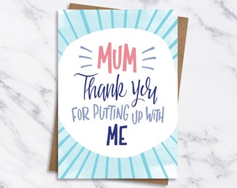 Mothers Day Greetings Card, Funny Mothers Day Card, Funny Mum Birthday Card, Mum Thank you Card, Funny Greetings Card For Her