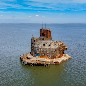 Forte di Haile Sands - Edificio storico al largo della costa del Lincolnshire - Stampa a colori - A4 e A3
