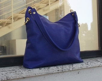 Women Genuine Leather Handbag -mod.2 violet purple