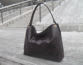 Women's Genuine Leather Handbag -mod.10 vinous