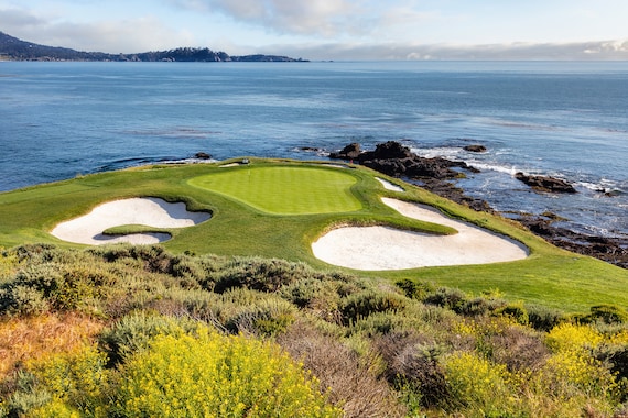 版画 The 7th Hole at PEBBLE BEACH par3 Pebble Beach Golf Resort, Hole #7 Par 3 - Fine Art Golf Prints