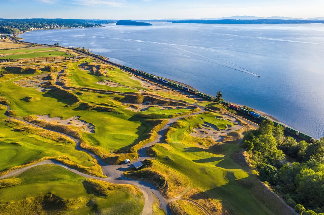 Aerial View of Chambers Bay Golf Course Fine Art Golf Prints picture