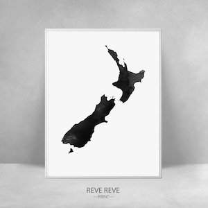 Neuseeland Aquarelldruck, Aquarell Land Poster, digitaler Download, minimalistisches skandinavisches Plakat, moderne Kunst
