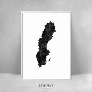 Schweden Aquarell Druck, Land Poster, digitaler Download, minimalistisches skandinavisches Plakat, moderne Kunst