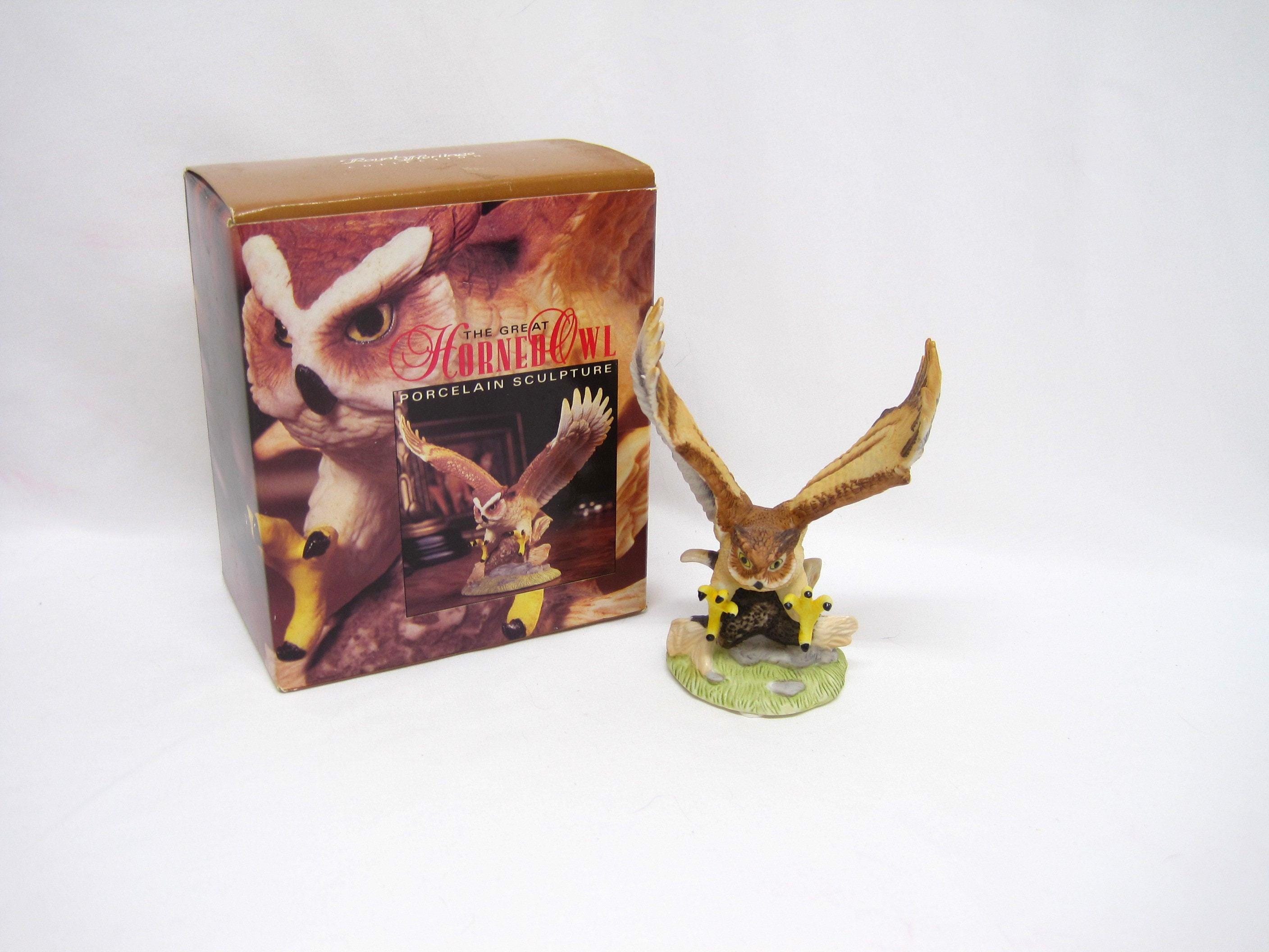 Royal Heritage "The Great Horned Owl" Porcelain Sculpture, Owl Taking Flight Figurine