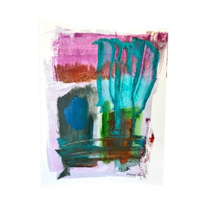 Pink and Blue Abstract Art, 11x14 Abstract Painting, Caroline Cromer Art