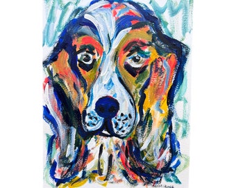 9x12 Dog Portrait Art, Acrylic Painting on Paper