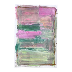 12x18 Pink and Green Abstract Painting Caroline Cromer Art