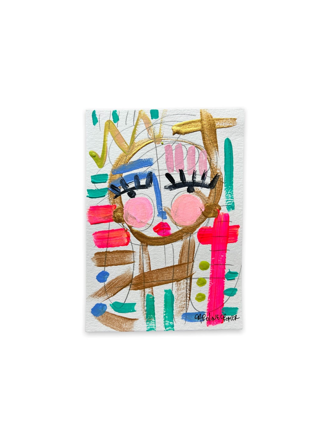Abstract Face Art Painting on 5x7 Paper Etsy