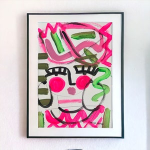 Abstract Woman Face Art Original Painting, 7x10