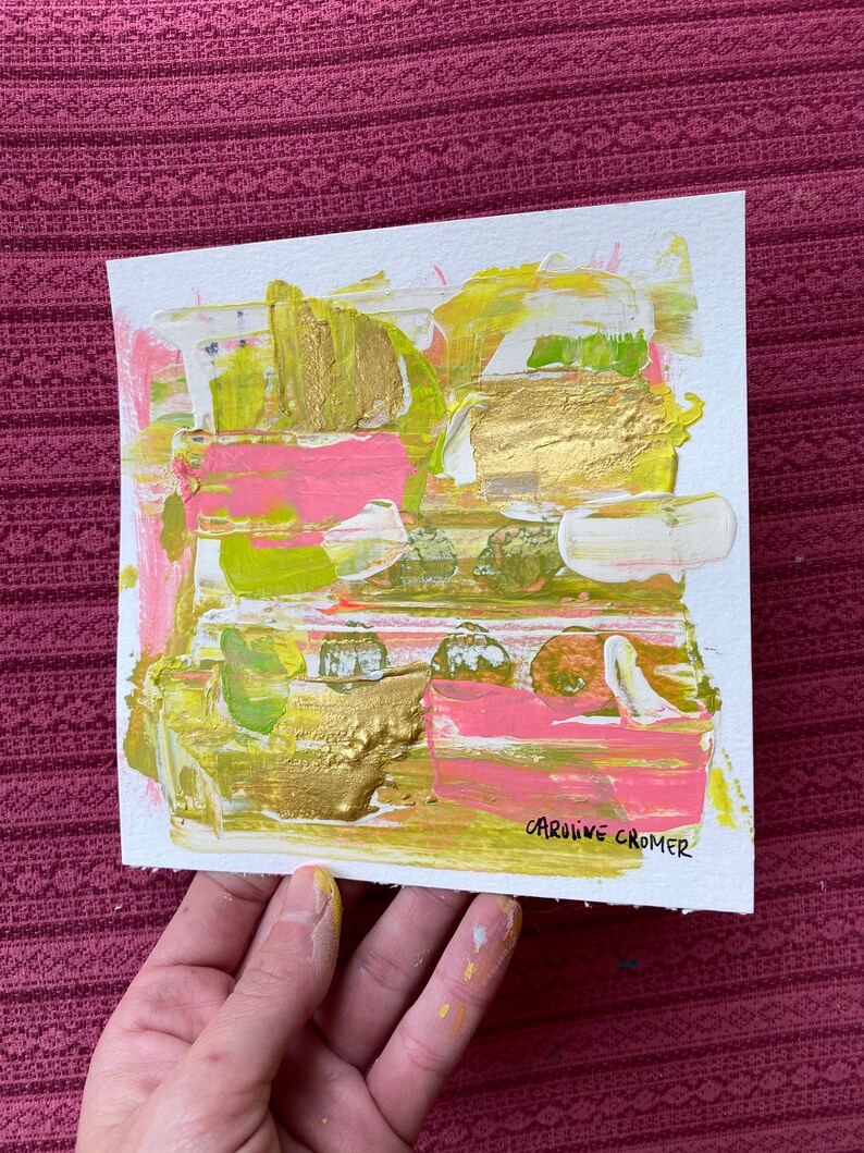 Caroline Cromer Art 6x6 Small Abstract Painting on Paper