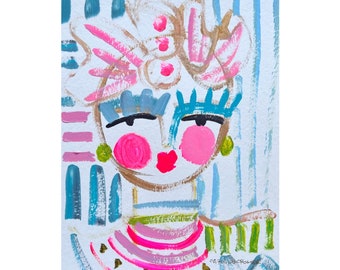 Abstract Face Art, 9x12 Art