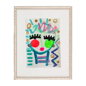 Abstract Woman Face Art Original Painting, 7x10