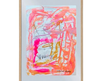 Kolorowa sztuka abstrakcyjna, 11x15 abstrakcyjny obraz, Caroline Cromer Art