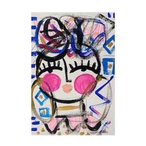7x10 Abstract Female Face Art Original Painting