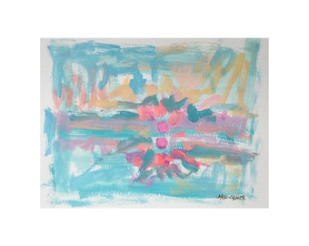 Origineel schilderij van 9 x 12 abstract landschap