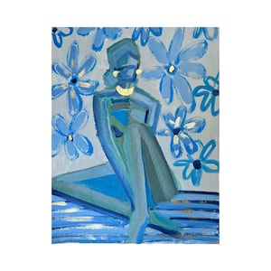 9x12 Girly Wall Art, Abstract Figure Art: Colorful Original Acrylic Paintings on Paper