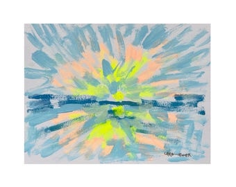 Origineel schilderij van 9 x 12 abstract landschap