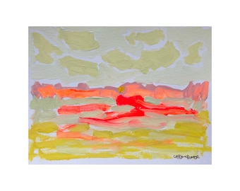 Origineel schilderij van 9 x 12 abstract landschap