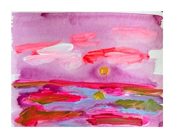Origineel schilderij van 9 x 12 abstract landschap