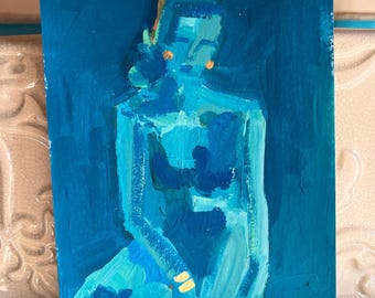 5.5x8 Abstract Figure Art Original Painting