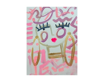 Abstract Face Art, 9x12 Art