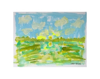 Origineel schilderij van 9 x 12 abstract landschap