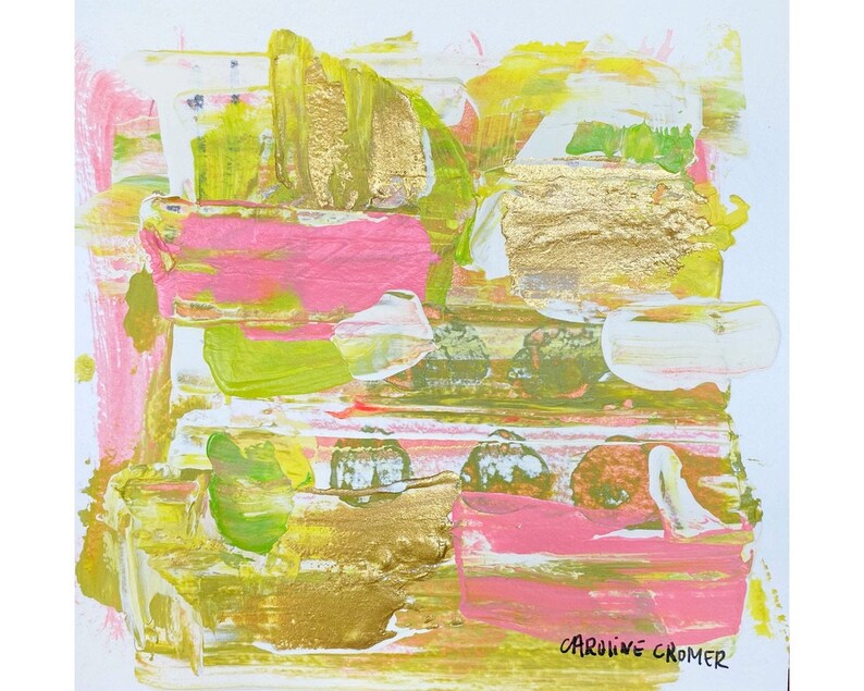 Caroline Cromer Art 6x6 Small Abstract Painting on Paper